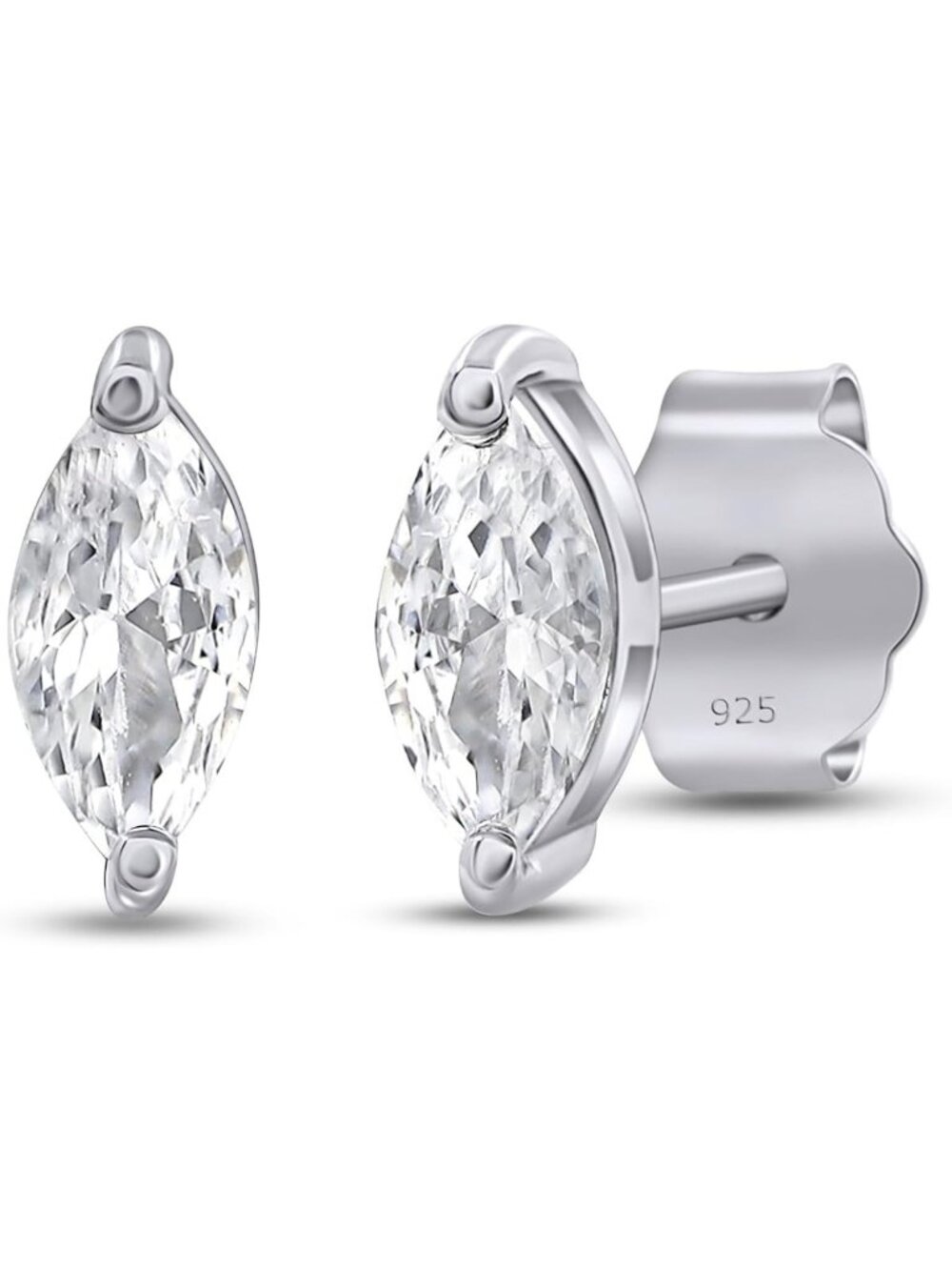Elegant Marquise Cut Stud Earrings, 1/4 CT, Push Back Closure, Perfect Gift for